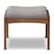 Baxton Studio Roxy Walnut Finishing and Grey Upholstered Ottoman 133-7142 - alternate 4